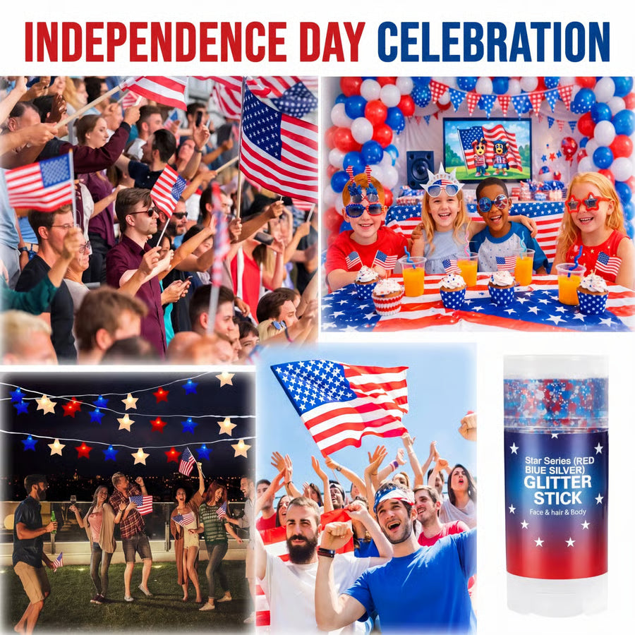 💥LAST DAY SALE 50%OFF💥🦅4th of July Glitter Stick✨🔔Red, White & Blue Body & Hair Sparkle