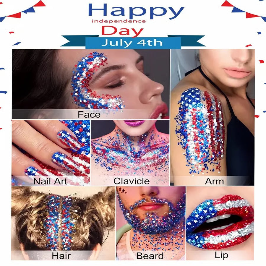 💥LAST DAY SALE 50%OFF💥🦅4th of July Glitter Stick✨🔔Red, White & Blue Body & Hair Sparkle