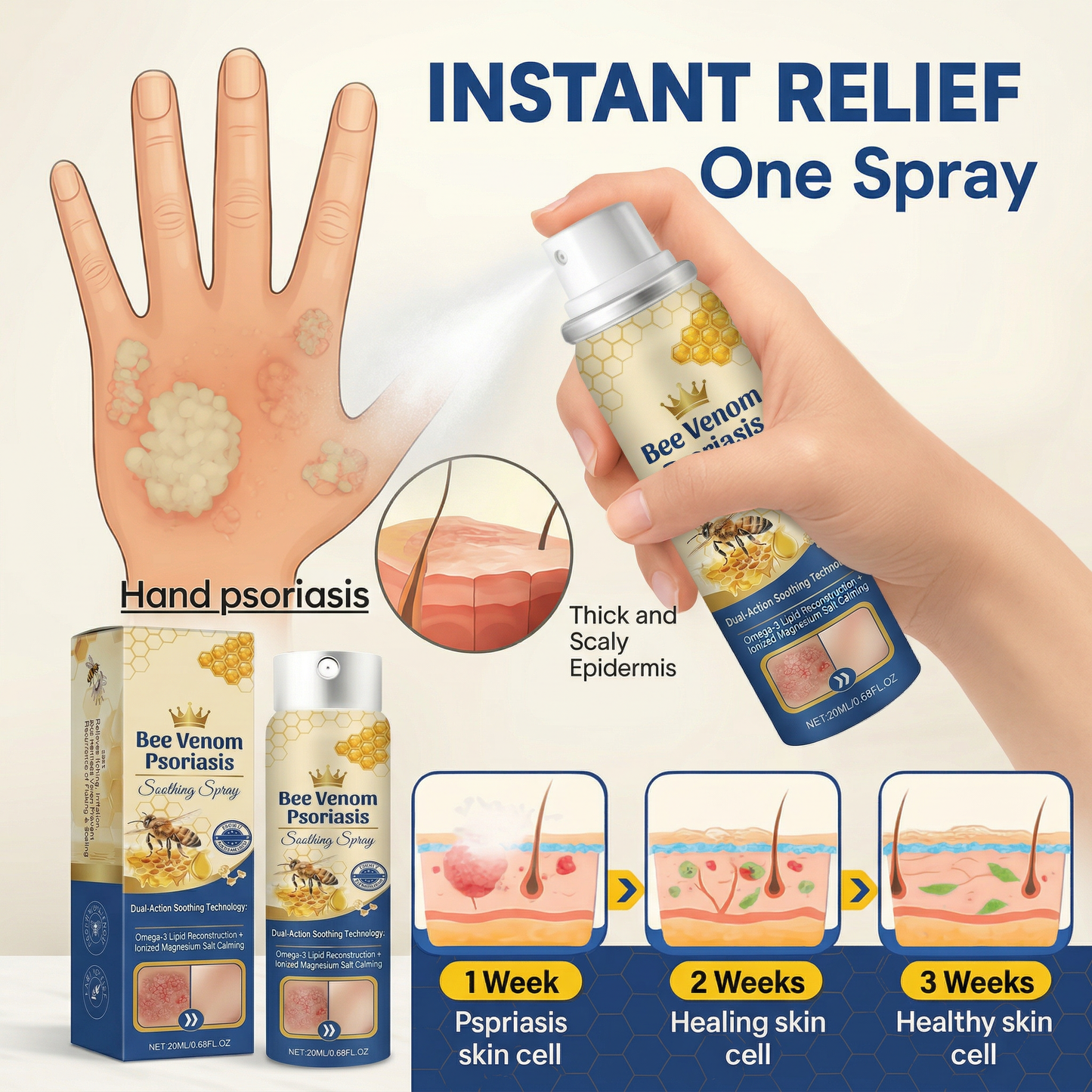 Dermynex™ Advanced Recovery Mist: Triple-Active Relief for Psoriasis & Eczema-Prone Skin with Bee Venom & Omega-3【Free Tax】