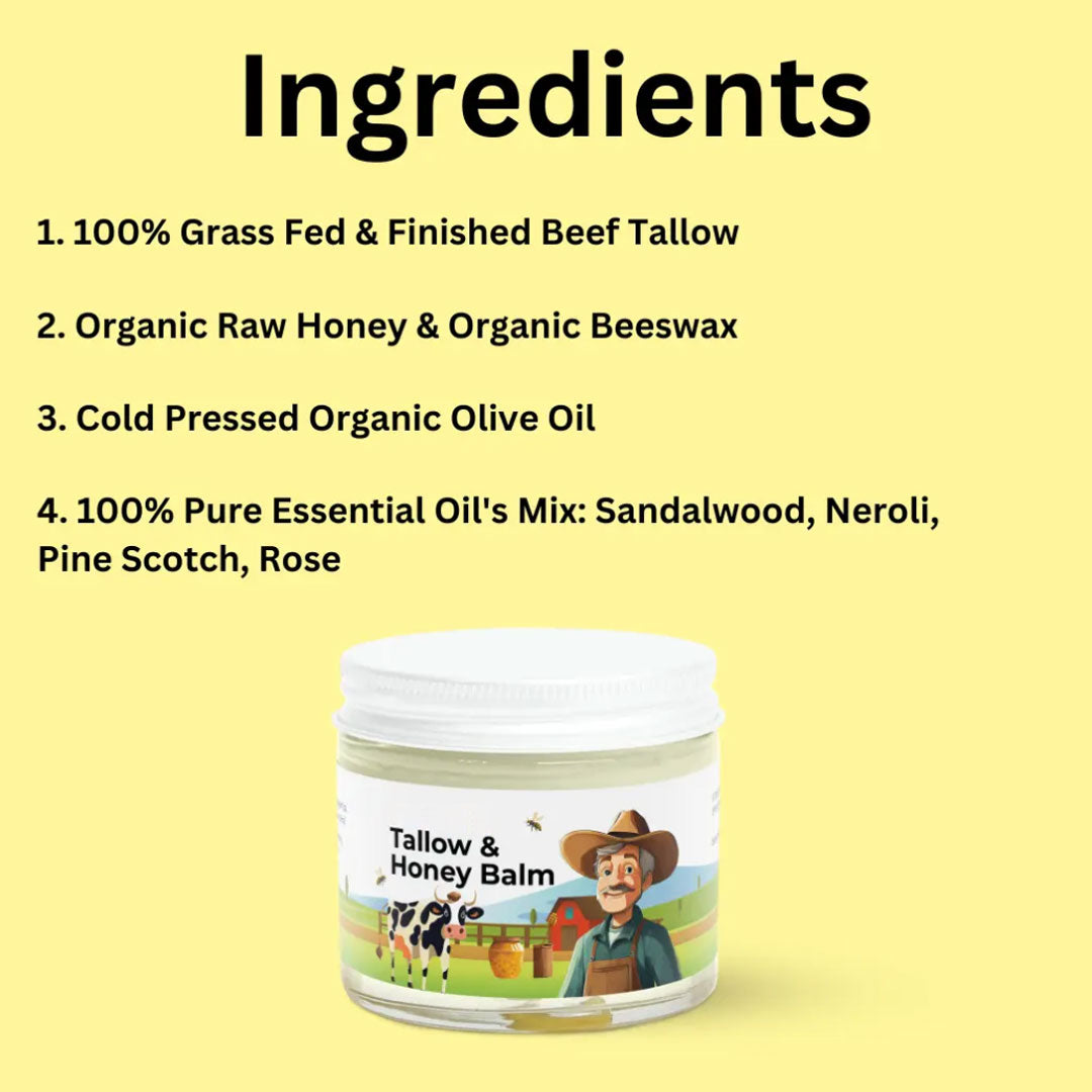 💥LAST DAY SALE 50%OFF💥🍯✨ Grass-Fed Tallow & Raw Honey Healing Balm – 2 oz