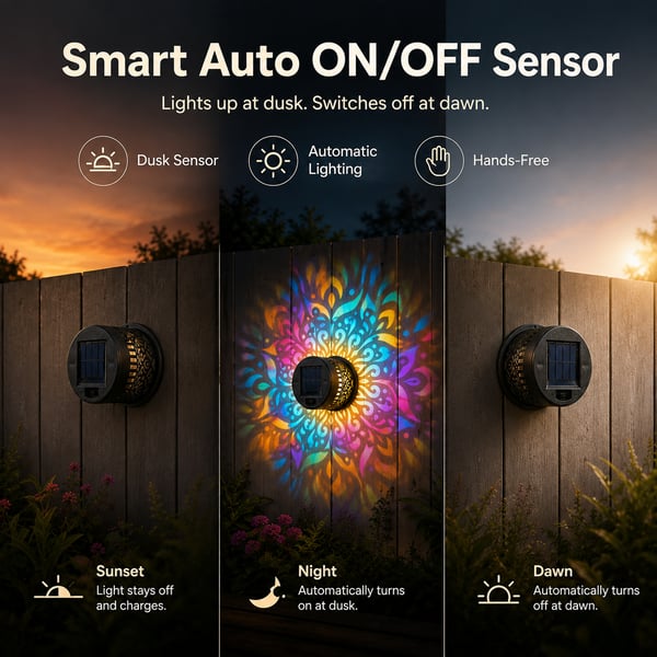 💥LAST DAY SALE 50%OFF💥65K+ SOLD!✨Solar Mandala Wall Light | Outdoor Garden Fence Projector Lamp 🪐🌌