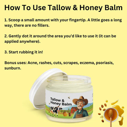 💥LAST DAY SALE 50%OFF💥🍯✨ Grass-Fed Tallow & Raw Honey Healing Balm – 2 oz