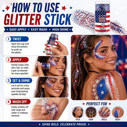 💥LAST DAY SALE 50%OFF💥🦅4th of July Glitter Stick✨🔔Red, White & Blue Body & Hair Sparkle