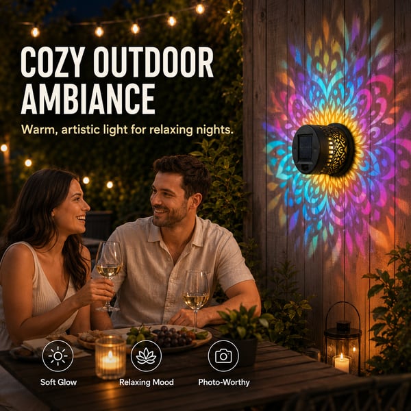 💥LAST DAY SALE 50%OFF💥65K+ SOLD!✨Solar Mandala Wall Light | Outdoor Garden Fence Projector Lamp 🪐🌌
