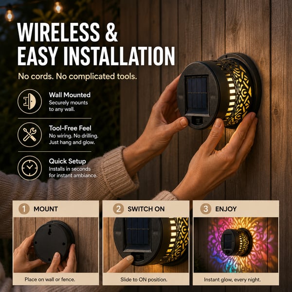 💥LAST DAY SALE 50%OFF💥65K+ SOLD!✨Solar Mandala Wall Light | Outdoor Garden Fence Projector Lamp 🪐🌌