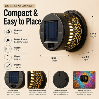 💥LAST DAY SALE 50%OFF💥65K+ SOLD!✨Solar Mandala Wall Light | Outdoor Garden Fence Projector Lamp 🪐🌌