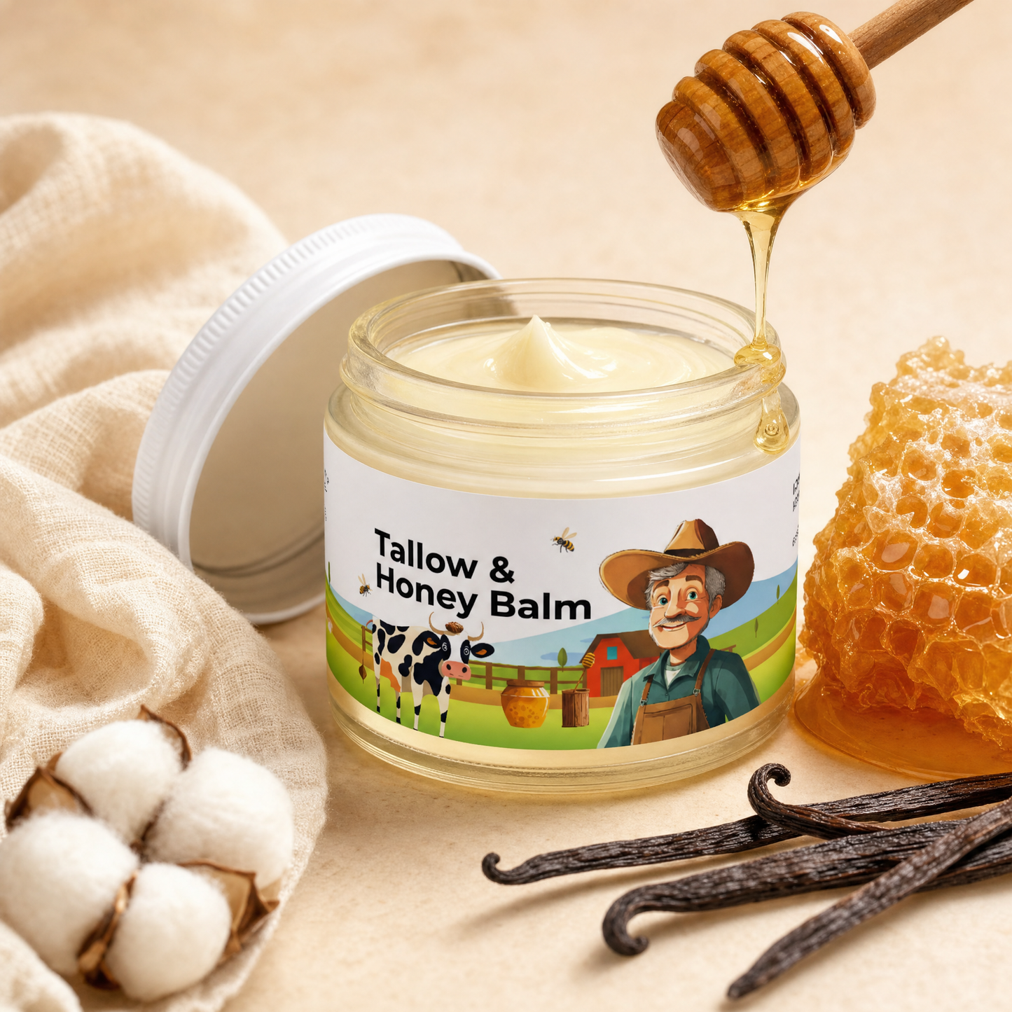 💥LAST DAY SALE 50%OFF💥🍯✨ Grass-Fed Tallow & Raw Honey Healing Balm – 2 oz